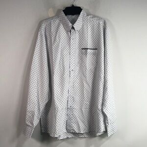 VSKA Long Sleeve Star Print Shirt, Size L - White/Black Men's